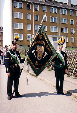 K. Seifert und V. Hahnel bei einer Bergparade in Ehrenfriedersdorf